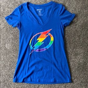 Rainbow lightning vneck
